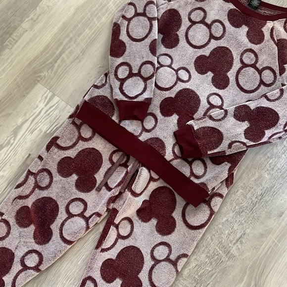Disney 2-Piece Mickey Mouse Maroon Fleece Pajamas - Picture 2 of 5